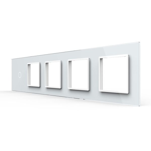 Панель для сенсорного выключателя и 4-х розеток, 1 клавиша, цвет белый, стекло Livolo