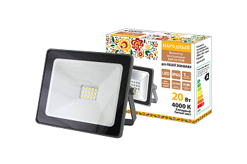 Прожектор светодиодный СДО-04-020Н 20 Вт, 4000 К, IP65, серый TDM, Народный TDM
