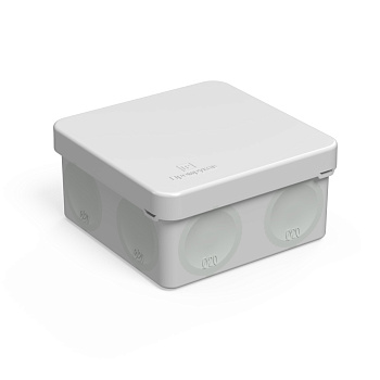 Коробка распределительная 60-0210м для прямого монтажа двухкомпонентная безгалогенная (HF) серый 80х80х40 (8шт/уп) Промрукав