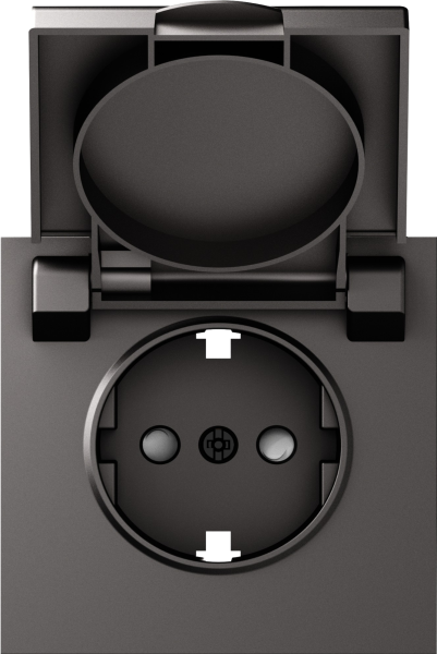 Donel S08 матовый титан накладка для розетки Schuko с заземлением, с крышкой, 16A 250 В~, серия DB