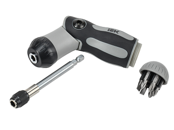 Отвертка реверсивная двухпозиционная с набором бит Т2 7шт IEK