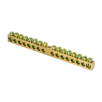 Шина PEN "ноль-земля" (8х12мм) 16 отверстий латунь крепеж по центру PROxima EKF