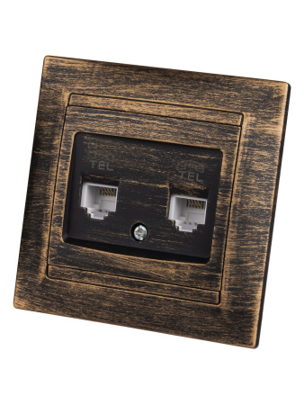 Розетка двойная телефонная RJ11 старинная бронза "Лама" TDM