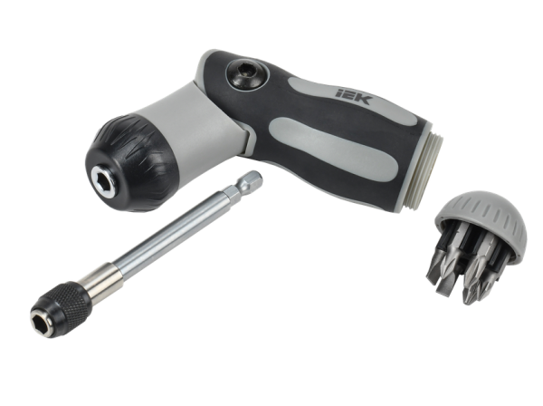 Отвертка реверсивная двухпозиционная с набором бит Т2 7шт IEK