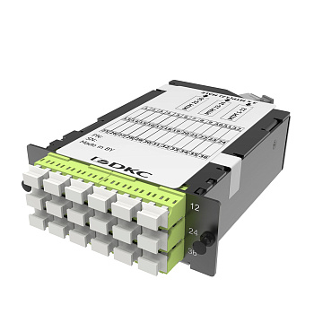 Претерминированная кассета 36ОВ 09/125 OM5, 3xMTP(12)f/18xLC-UPC Duplex, 1 HU DKC