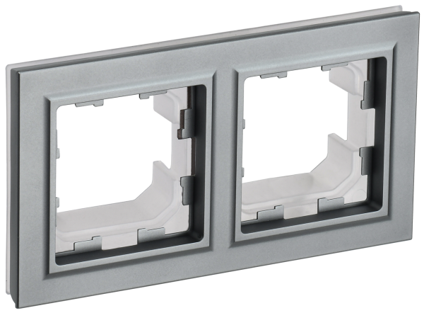 BRITE Рамка 2-местная IP44 РУ-2-БрС-44 сталь IEK