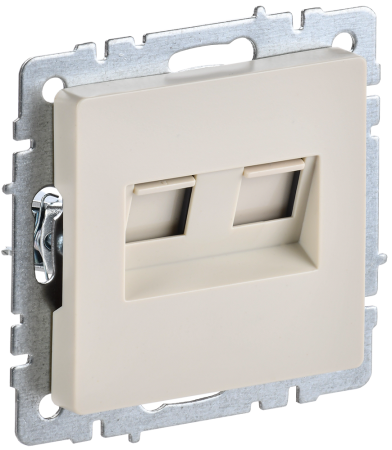 BRITE Розетка компьютерная двойная RJ45 кат.5E РК10-2-БрКр бежевый IEK