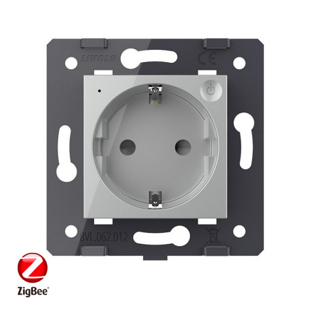 Розетка ZigBee (Wi-Fi) с з/з с защитными шторками 16A, цвет серый (механизм) Livolo