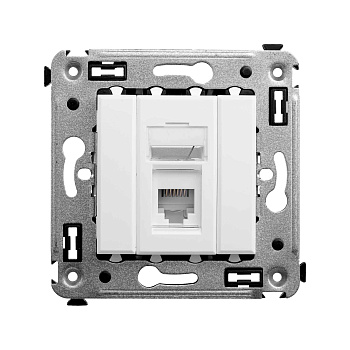 Телефонная розетка RJ-12 в стену одинарная, "Avanti", "Белое облако" DKC