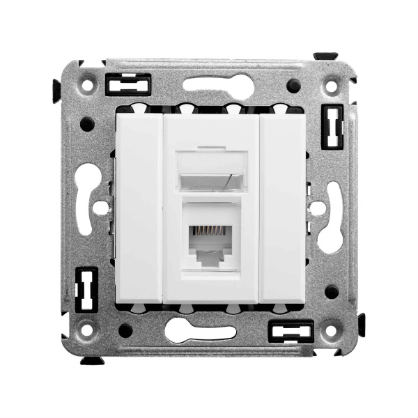 Телефонная розетка RJ-12 в стену одинарная, "Avanti", "Белое облако" DKC