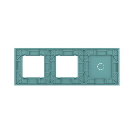 Панель для сенсорного выключателя и двух розеток, 1 клавиша, цвет зеленый, стекло Livolo