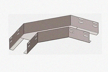 Лоток угловой глухой КГГ 400х100-90 УТ1,5 поворот на 90, оцинкованный лист S1,5