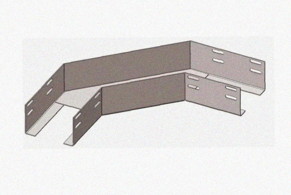 Лоток угловой глухой КГГ 400х100-90 УТ1,5 поворот на 90, оцинкованный лист S1,5