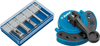 Набор сверл алмазных трубчатых с кондуктором по кафелю и стеклу d 4, 6, 8, 10, 12 мм, Р60, Профессионал ЗУБР