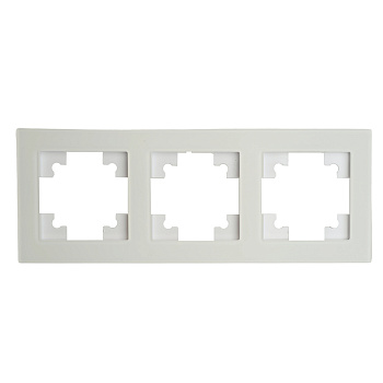 Рамка 3-местная, стекло, STEKKER, GFR00-7003-01, серия Катрин, белый матовый