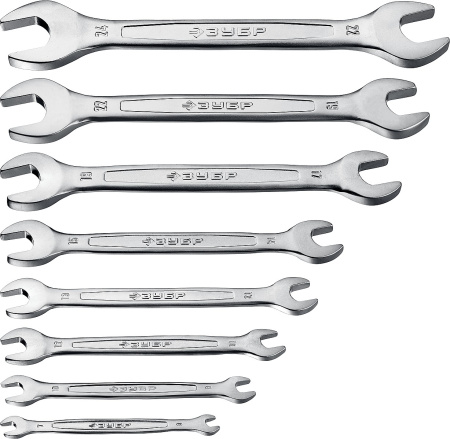 Набор рожковых гаечных ключей 8 шт, 6 - 24 мм, (B) ЗУБР