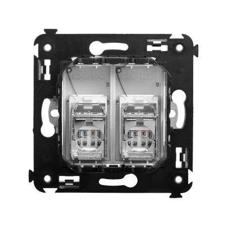 Компьютерная розетка RJ-45 в стену, кат.5e двойная экранированная,"Avanti", "Закаленная сталь" DKC