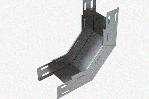 Лоток замковый глухой КСЗГ 50х50-90 УХЛ1 для поворота трассы вниз на 90, оцинкованный лист S1,0