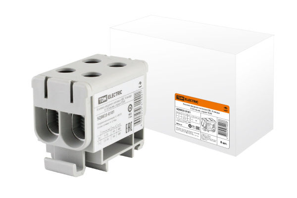 Клемма вводная силовая КВС 4 ввода 6-50 кв.мм. серая TDM Клемма вводная силовая КВС 4 ввода 6-50 кв.мм. серая TDM