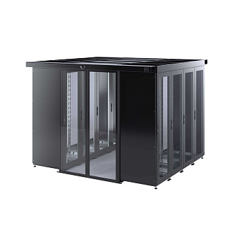 Холодный коридор, шириной 1200мм, высотой 2120, глубиной шкафов 800мм и глубиной коридора 1,7 м, с автоматическими дверями, и задней панелью DKC