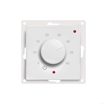 Терморегулятор ТР-03 Глосса Дизайн (датчик пола,встраиваемый, белый) с вращающимся регулятором ЭргоЛайт