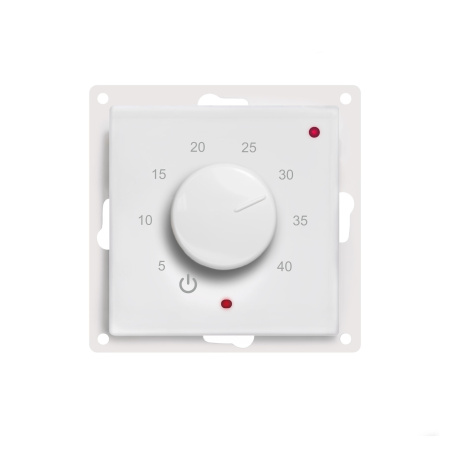 Терморегулятор ТР-03 Атлас Дизайн (датчик пола,встраиваемый, белый) с вращающимся регулятором ЭргоЛайт