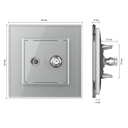 Розетка ТВ/Спутниковая SAT Серая Livolo