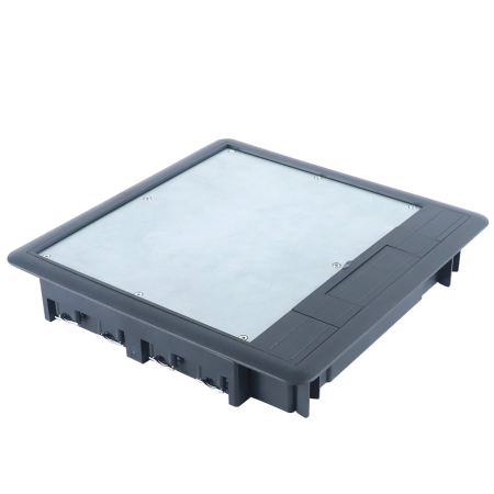 Donel Лючок в пол 16 мод. (8 мод. 45х45 мм.) верт. установка, глубина 50мм, крышка ABS + гальванизированная стальная вставка