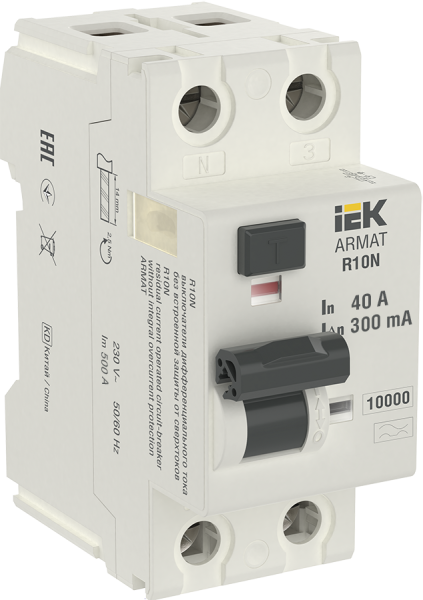 Устройство защитного отключения УЗО R10N 2П 40А 300мА тип А ARMAT IEK