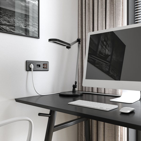 Накладка для двойной розетки Еthernet RJ-45 (графит рифленый) СУ IP20 Werkel