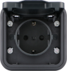 Donel W55 Розетка 1-я с защ.крышкой,2К+З. и шт., накладная, антрацит, IP55, серия (тип) DIP55
