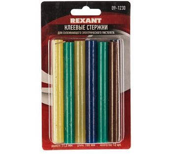Клей 11/100мм  Цветной  (12шт/уп)  Блистер  REXANT