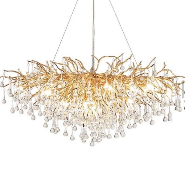 Люстра Капли 1200мм желтое золото/стекло