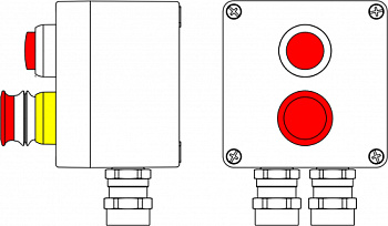 Взрывозащищ. пост упр. из алюминия CPE-A-12-(1xLR(220)-1xP3E(11))-2x6018AASBKGM2SB(C)1Ex d e IIC T6 Gb / Ex tb IIIC T80°C Db IP66 DKC