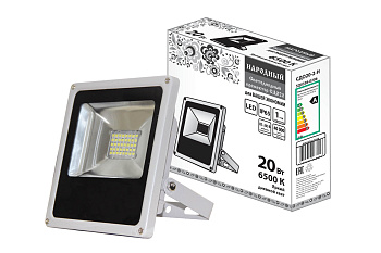 Прожектор светодиодный СДО20-2-Н 20 Вт, 6500 К, серый TDM