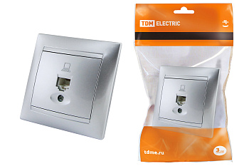 Розетка компьютерная RJ45 серебр. металлик "Лама" TDM