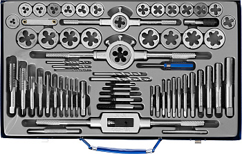 65 предметов, набор метчиков и плашек, сталь Р6М5 ЗУБР