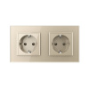 Розетка электрическая 16А 2 поста, цвет шампань Livolo
