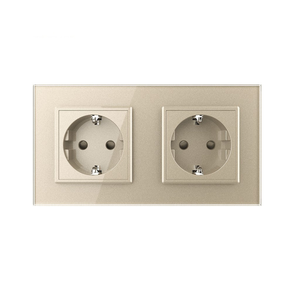 Розетка электрическая 16А 2 поста, цвет шампань Livolo