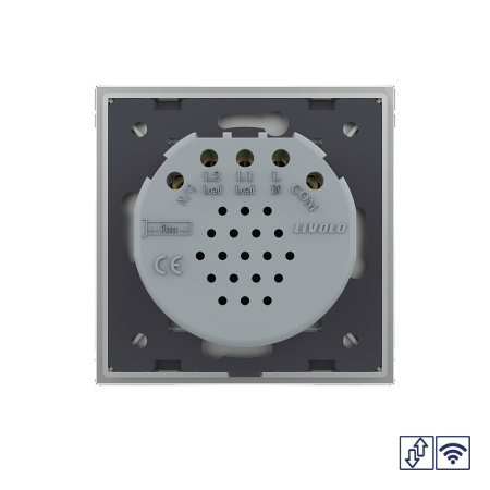 Сенсорный радиоуправляемый выключатель для жалюзи 2 клавиши 1 модуль Серый Livolo