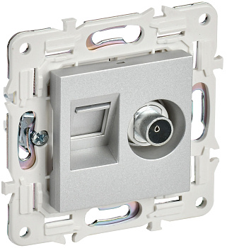 SKANDY Розетка двойная TV+RJ45 кат.6E SK-A15S серебряный IEK