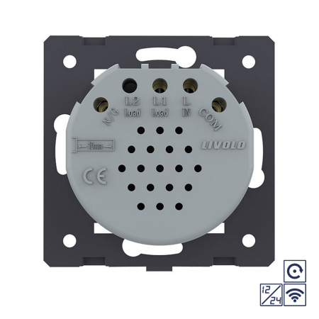 Одноклавишная сенсорная кнопка Quadro 12/24В с радиоупр., цвет золотой (механизм) Livolo