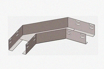 Лоток угловой перфорированный КГ 100х50-90 УТ1,5 поворот на 90, оцинкованный лист S1,5