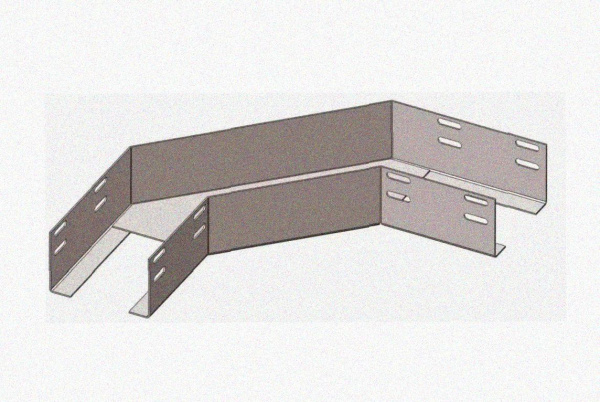 Лоток угловой перфорированный КГ 100х50-90 УТ1,5 поворот на 90, оцинкованный лист S1,5