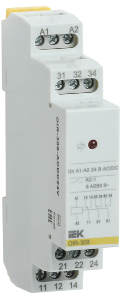 Реле промежуточное модульное OIR 3 контакта 8А 24В AC/DC IEK