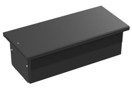 Donel Настольный встраиваемый розеточный блок, сдвижная крышка, 6 мод. (3 мод. 45х45), черный