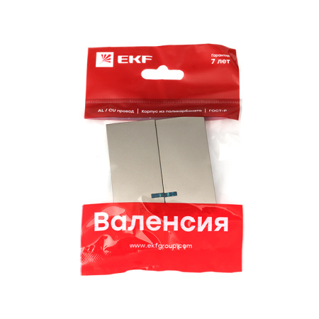 Валенсия Лицевая панель выключателя 2-кл, с индикатором 10А кашемир EKF