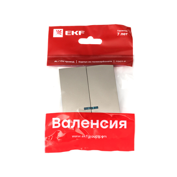 Валенсия Лицевая панель выключателя 2-кл, с индикатором 10А кашемир EKF