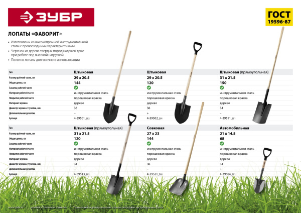 Лопата "ФАВОРИТ" штыковая прямоугольная, деревянный черенок, Профессионал ЗУБР Лопата "ФАВОРИТ" штыковая прямоугольная, деревянный черенок, Профессионал ЗУБР