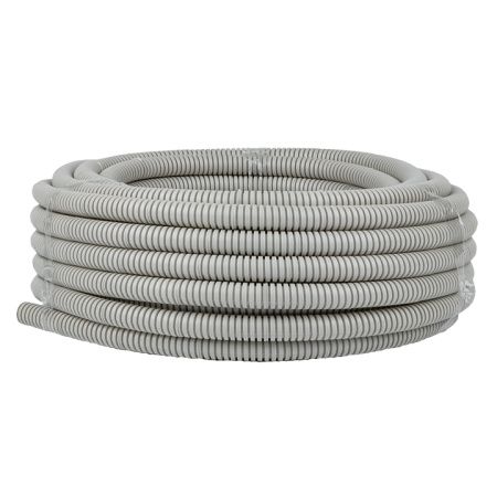 Труба гофр, ПВХ с протяжкой d20 мм (25 м) серая EKF-Plast